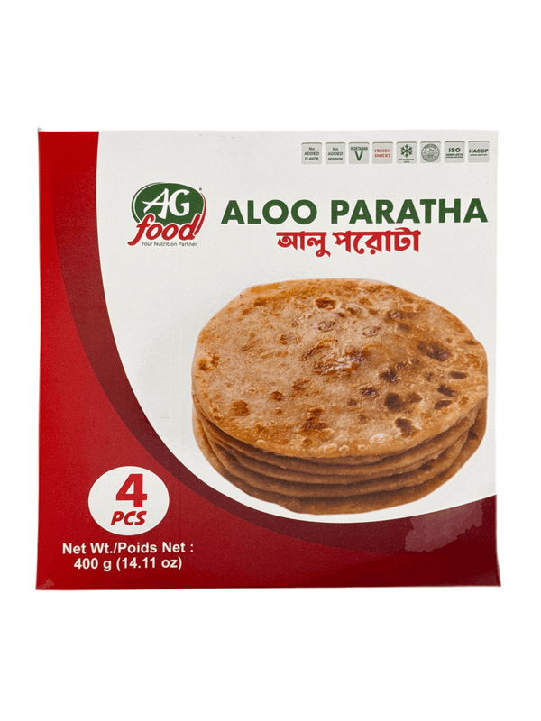 AG Food Aloo Paratha frozen snack pack with 4 pieces, 400g, vegetarian Indian flatbread