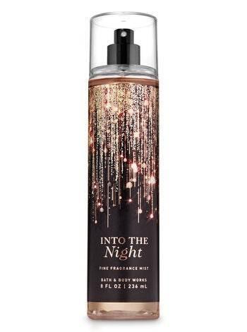 Bath & Body Works Into The Night Fine Fragrance Mist bottle with sparkling light design