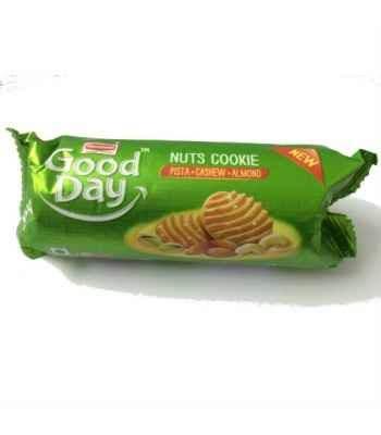 Good Day nuts cookie pack with pista, cashew, and almond on green wrapper