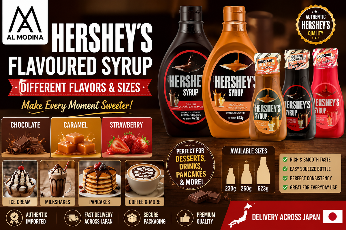 Hershey’s Flavoured Syrup in Japan | Chocolate, Caramel & Strawberry | Al Modina