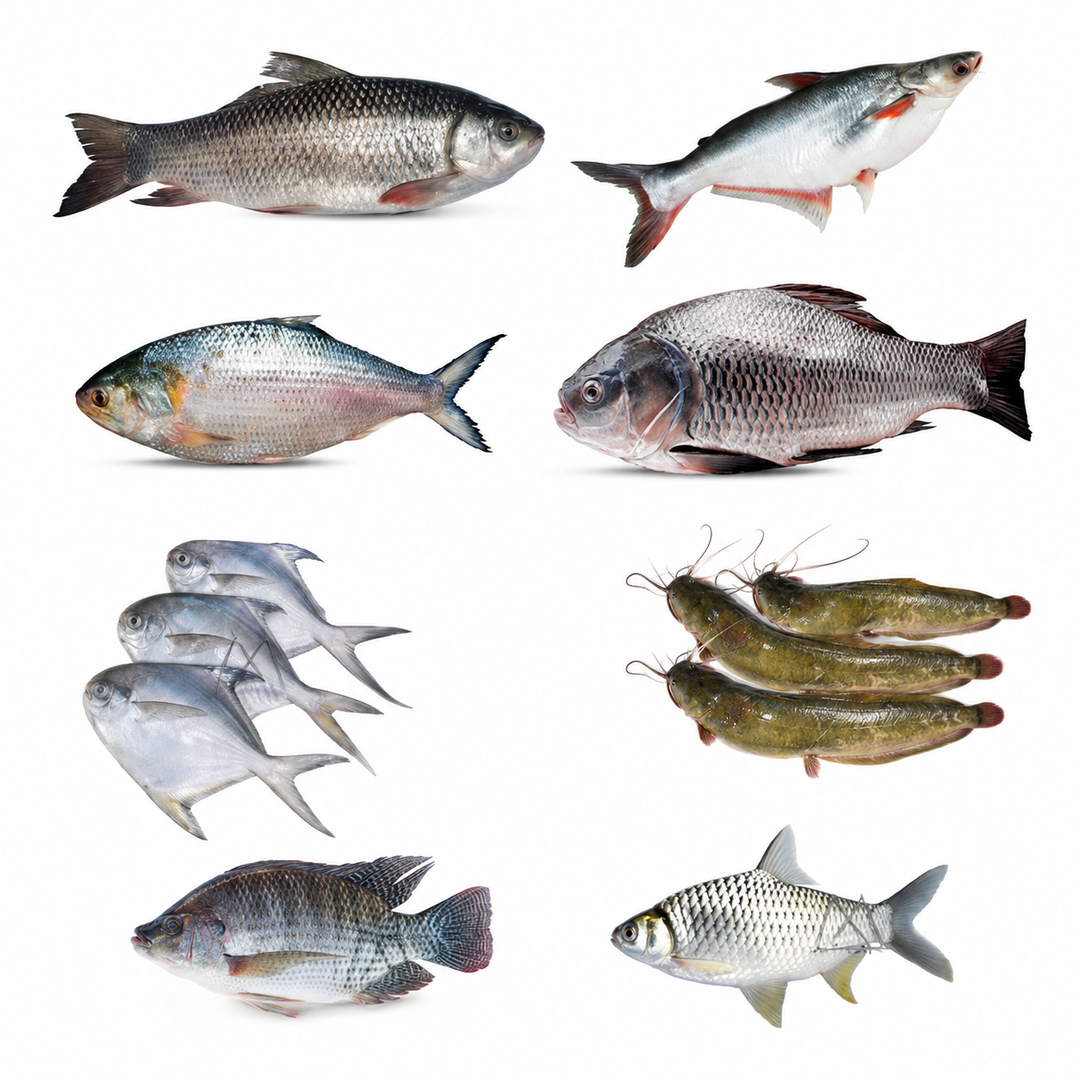 Whole Fish Collection – Ruhi, Pangas, Hilsha, Katla, Rupchada, Magur, Tilapia and Shorputi Fish in Japan