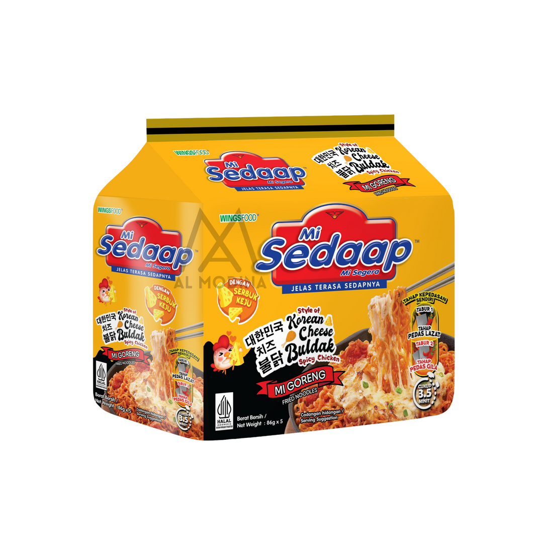 Korean Cheese Buldak Noodles 5pcs Mi Sedaap