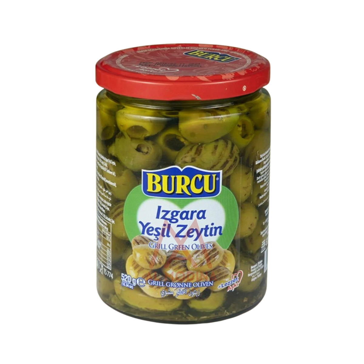 GRILLED GREEN OLIVES (Izgara Yeşil Zeytin) 530G BURCU - AL MODINA