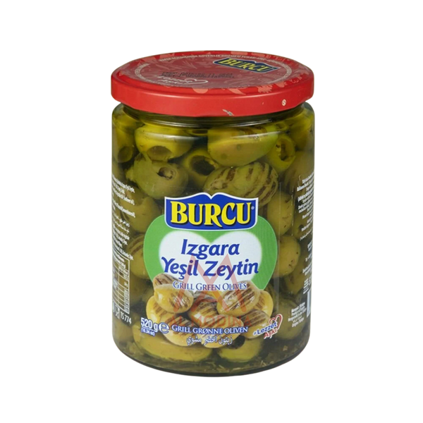 GRILLED GREEN OLIVES (Izgara Yeşil Zeytin) 530G BURCU - AL MODINA