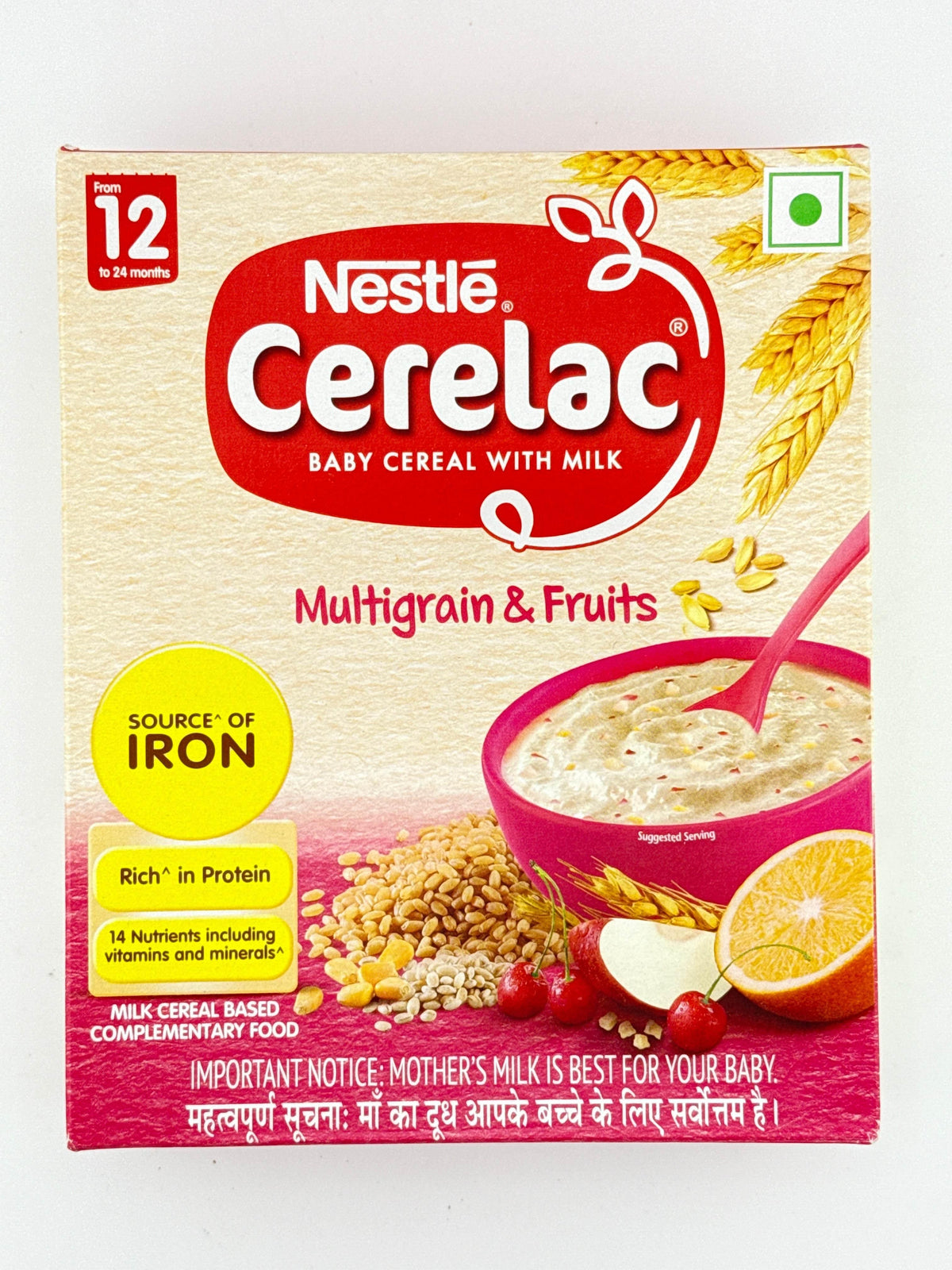 Nestle Cerelac multigrain and fruits baby cereal with milk for 12 to 24 months, iron rich