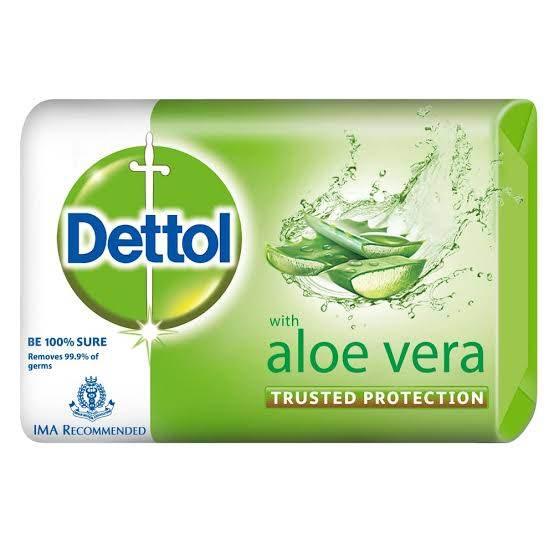 Dettol aloe vera antibacterial soap bar package with germ protection and IMA recommendation