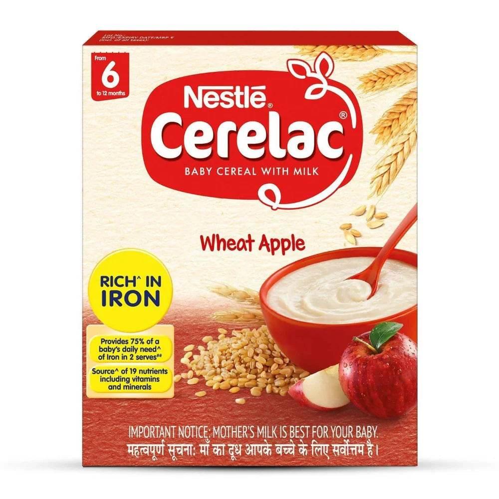 Nestlé Cerelac Wheat Apple baby cereal with milk, rich in iron, for 6 to 12 months old