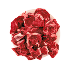 Plate of fresh red beef cuts with bone isolated on white background