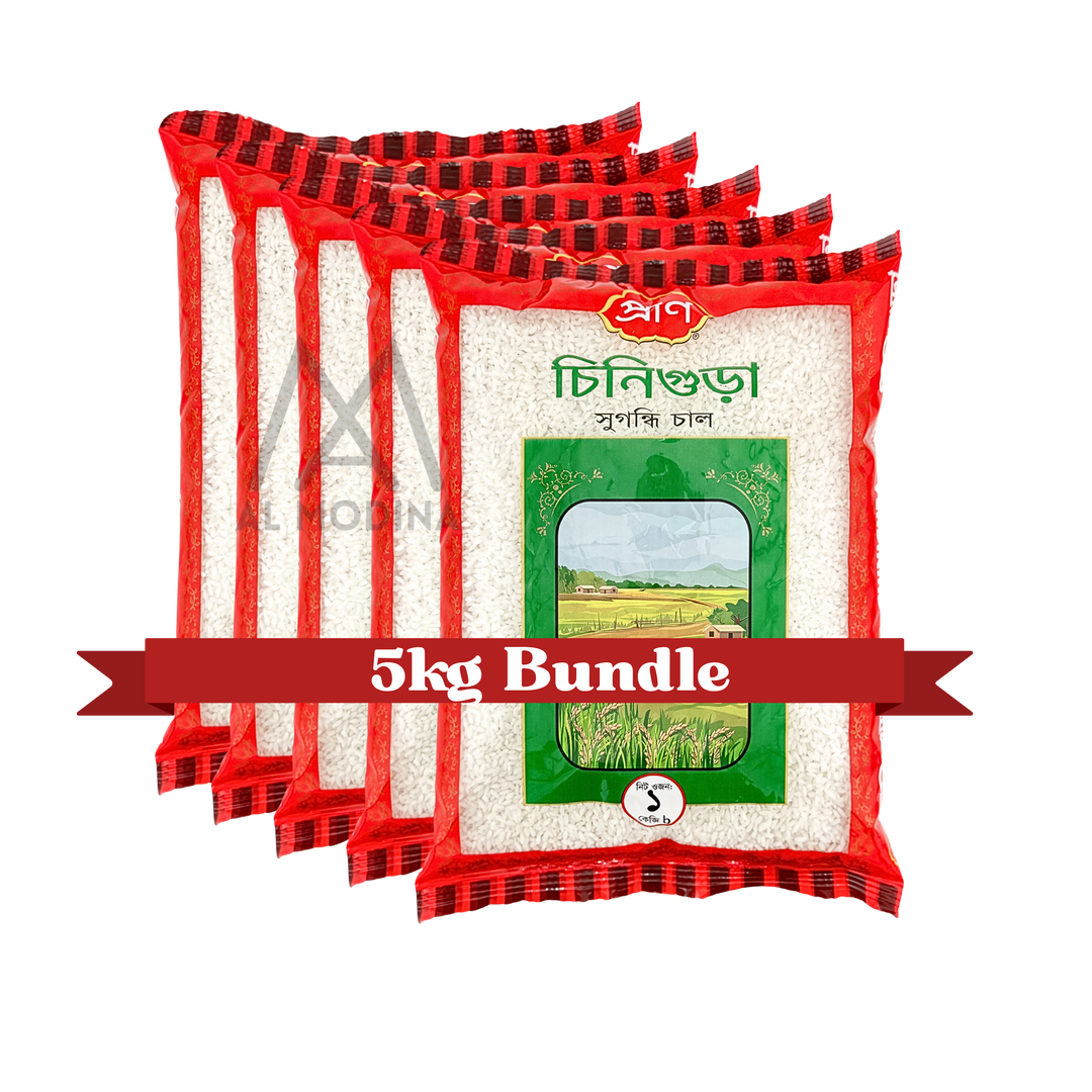 Pran Chinigura Rice 1 kg x 5 exclusive combo offer aromatic rice bundle for biryani, pulao, and payesh in Japan