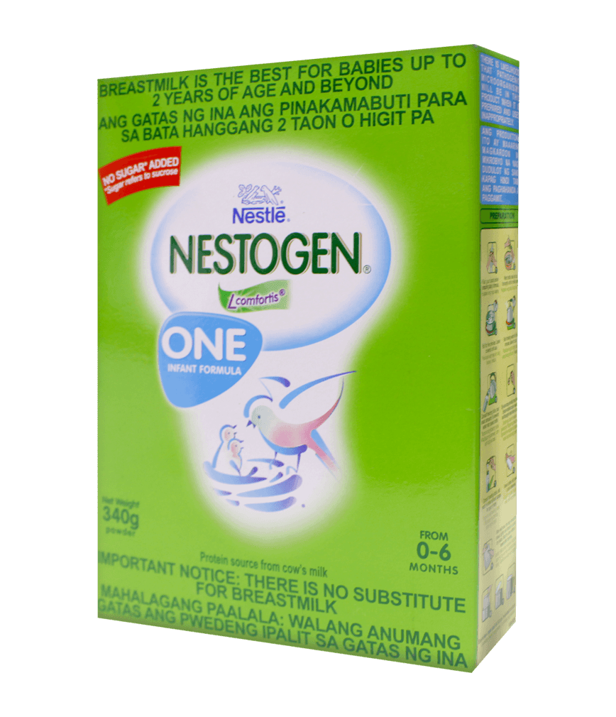 Nestle Nestogen One infant formula box for 0-6 months, green packaging with bird illustration