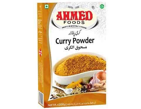Ahmed Foods Curry Powder 200g box with turmeric, garlic, and spices image on packaging