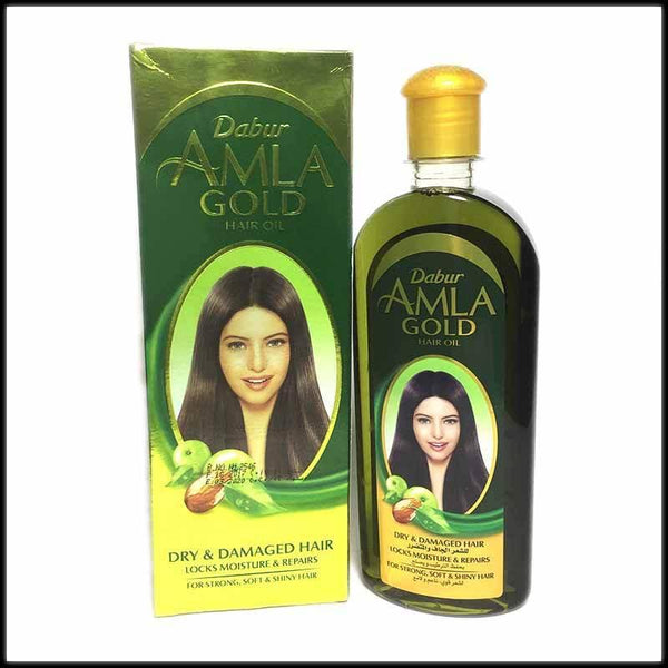 Dabur Amla Gold Hair Oil 300ml bottle and box for dry and damaged hair, moisturizing and repairing