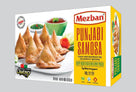 Mezban Punjabi Samosa box with 10 crispy triangular samosas and tamarind coriander chutney