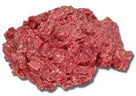 Raw ground beef pile isolated on white background for cooking or recipes