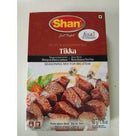 Shan Tikka BBQ steak seasoning mix packet with grilled meat skewers image
