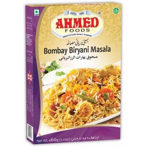 Ahmed Foods Bombay Biryani Masala spice mix box with colorful biryani rice image
