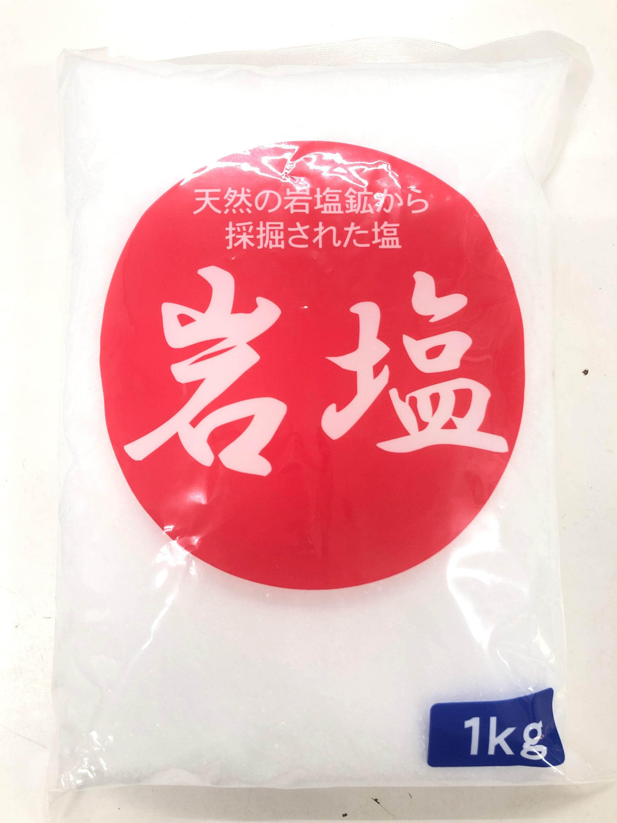 1kg bag of Japanese rock salt with red circle label and white Japanese characters