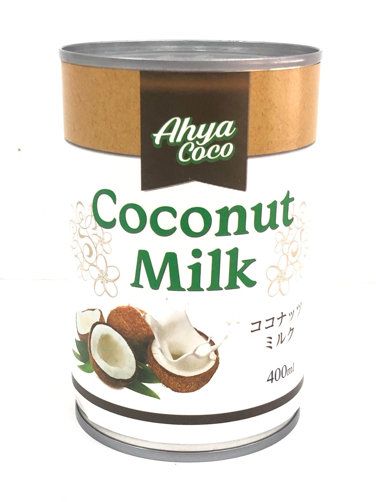 400ml can of Ahya Coco coconut milk with coconut image and Japanese text