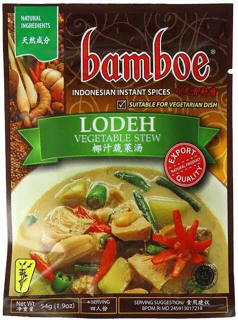 Bamboe Indonesian instant spices pack for Lodeh vegetable stew with natural ingredients, suitable for vegetarian dish