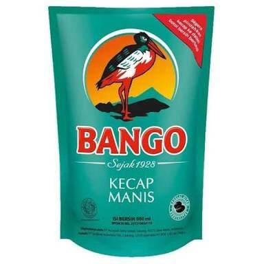 Bango Kecap Manis sweet soy sauce in green pouch packaging with bird logo
