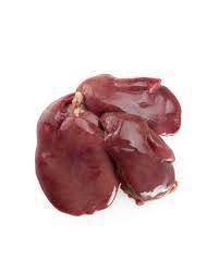 Fresh raw chicken kidneys isolated on white background