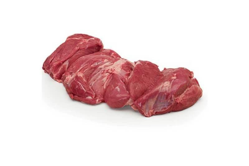 Raw beef chuck eye roll cut of meat on white background