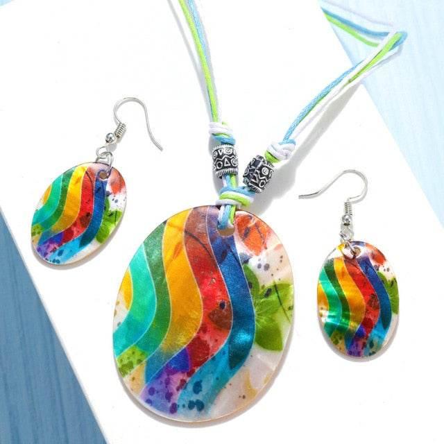 ZOSHI Fashion Jewelry Set 2019 Leather Chain Enamel Shell Necklace Earrings Bracelet Jewelry Sets Summer Bridal Jewelry Sets - AL MODINA