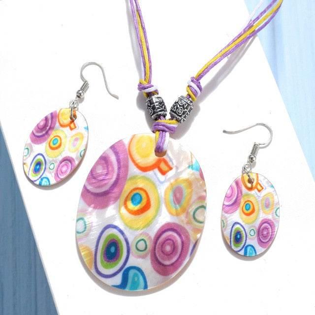 ZOSHI Fashion Jewelry Set 2019 Leather Chain Enamel Shell Necklace Earrings Bracelet Jewelry Sets Summer Bridal Jewelry Sets - AL MODINA