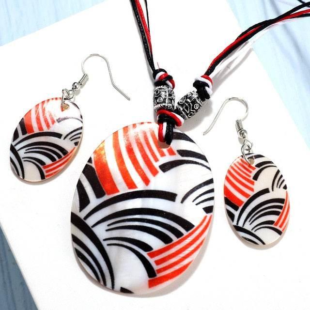 ZOSHI Fashion Jewelry Set 2019 Leather Chain Enamel Shell Necklace Earrings Bracelet Jewelry Sets Summer Bridal Jewelry Sets - AL MODINA