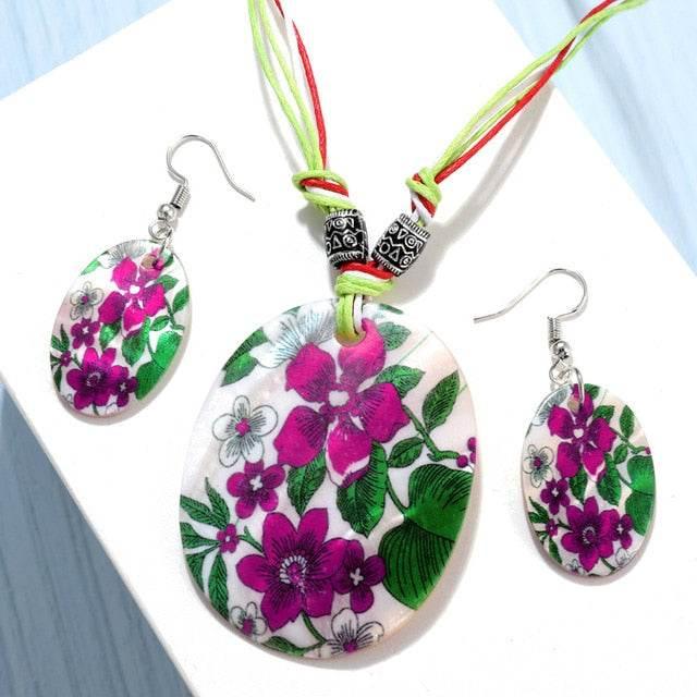 ZOSHI Fashion Jewelry Set 2019 Leather Chain Enamel Shell Necklace Earrings Bracelet Jewelry Sets Summer Bridal Jewelry Sets - AL MODINA