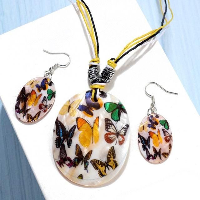 ZOSHI Fashion Jewelry Set 2019 Leather Chain Enamel Shell Necklace Earrings Bracelet Jewelry Sets Summer Bridal Jewelry Sets - AL MODINA