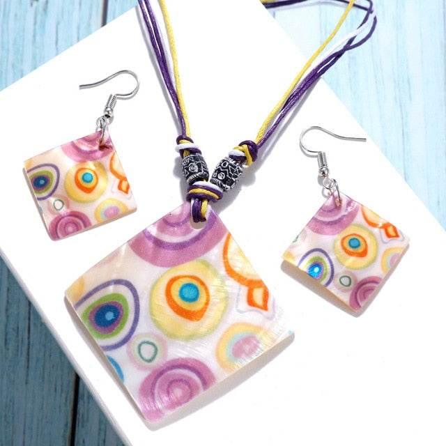ZOSHI Fashion Jewelry Set 2019 Leather Chain Enamel Shell Necklace Earrings Bracelet Jewelry Sets Summer Bridal Jewelry Sets - AL MODINA