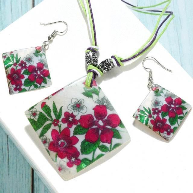 ZOSHI Fashion Jewelry Set 2019 Leather Chain Enamel Shell Necklace Earrings Bracelet Jewelry Sets Summer Bridal Jewelry Sets - AL MODINA